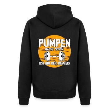 Bodybuilder Gym Strongman Bodybuilding - Unisex Premium Bio Zip Hoodie - Schwarz - Hinten - Nico (187cm)