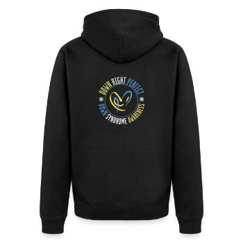 Sensibilisation au syndrome de Down I Ruban jaune bleu T21 - Veste à capuche bio Premium Unisexe - noir - Dos - Nico (187cm)