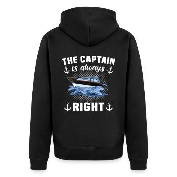 Captain is always right Captain - Unisex Premium Organic Zip Hoodie - black - Back - Nico (187cm)