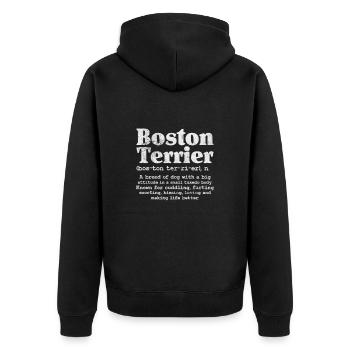 Boston Terrier - Unisex Premium Bio Zip Hoodie - Schwarz - Hinten - Nico (187cm)