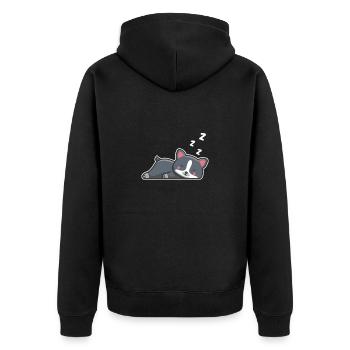 Boston Terrier Hund Hunde Hundeliebhaber Geschenk - Unisex Premium Bio Zip Hoodie - Schwarz - Hinten - Nico (187cm)