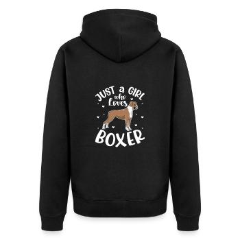Boxer Fille Chien Chien Allemand Boxer Cadeau - Veste à capuche bio Premium Unisexe - noir - Dos - Nico (187cm)