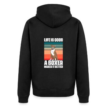 Boxer Chien Chien Allemand Boxer Cadeau - Veste à capuche bio Premium Unisexe - noir - Dos - Nico (187cm)