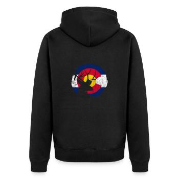 Colorado USA Amerika Geschenk - Unisex Premium Bio Zip Hoodie - Schwarz - Hinten - Nico (187cm)