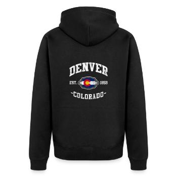 Colorado USA Amerika Denver Geschenk - Unisex Premium Bio Zip Hoodie - Schwarz - Hinten - Nico (187cm)