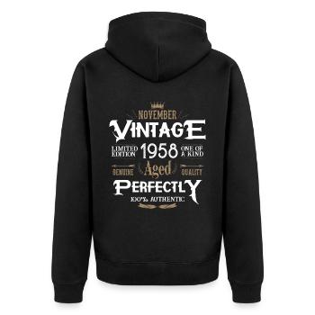 Novembre 1958 naissance Légendes Anniversaire - Veste à capuche bio Premium Unisexe - noir - Dos - Nico (187cm)