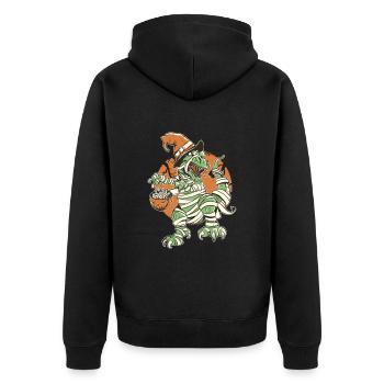 Halloween - Skeleton Mummy Dinosaur T rex - Unisex Premium Organic Zip Hoodie - black - Back - Nico (187cm)