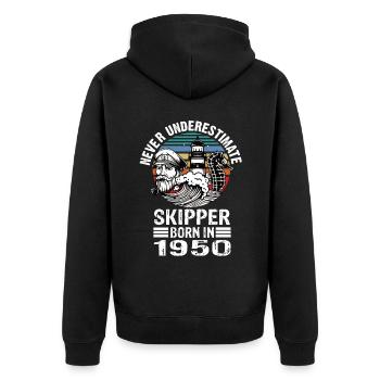 Never Underestimate Skipper né en 1958 - Veste à capuche bio Premium Unisexe - noir - Dos - Nico (187cm)