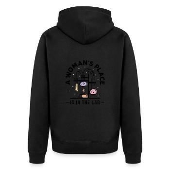 Science - a woman's place is in the lab - Unisex Premium Organic Zip Hoodie - black - Back - Nico (187cm)