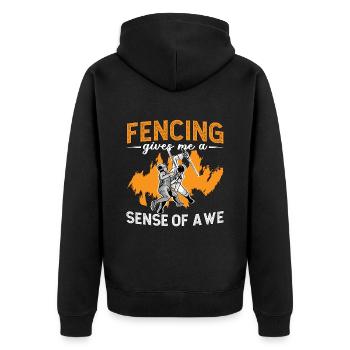Fencing Gives Me A Sense Of Longswords Duel Fencer - Unisex Premium Bio Zip Hoodie - Schwarz - Hinten - Nico (187cm)