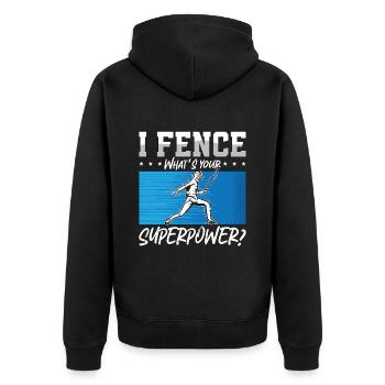 Fencing I Fence What's Your Longswords Epee Fencer - Unisex Premium Bio Zip Hoodie - Schwarz - Hinten - Nico (187cm)