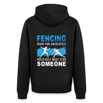 Fencing When You Absolutely Must Sword Duel Fencer - Unisex Premium Bio Zip Hoodie - Schwarz - Hinten - Nico (187cm)