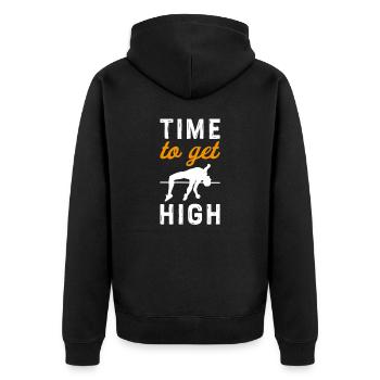 Stabhochsprung Hochsprung Leichtathletik Zehnkampf - Unisex Premium Bio Zip Hoodie - Schwarz - Hinten - Nico (187cm)