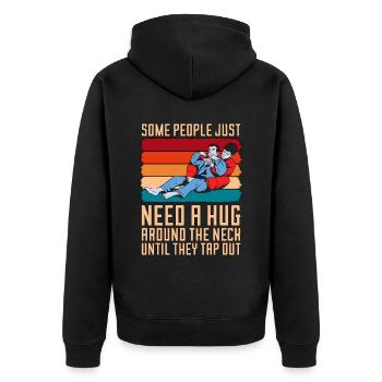 Jiu Jitsu Some People Just Need A Hug Retro Fight - Unisex Premium Organic Zip Hoodie - black - Back - Nico (187cm)