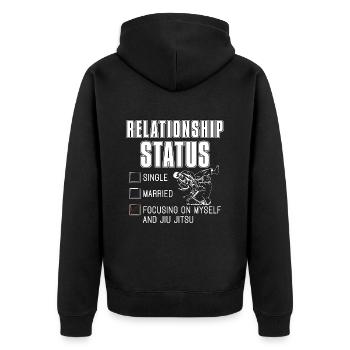 Jiu Jitsu Relationship Status Combat Fight Fighter - Unisex Premium Organic Zip Hoodie - black - Back - Nico (187cm)