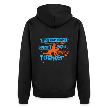 Vater Tochter Spruch - lustiges bester Papa Design - Unisex Premium Bio Zip Hoodie - Schwarz - Hinten - Nico (187cm)