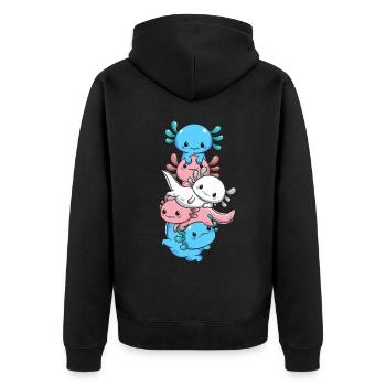 Subtil Transgender Pride Flag Kawaii Axolotl LGBTQ - Veste à capuche bio Premium Unisexe - noir - Dos - Nico (187cm)