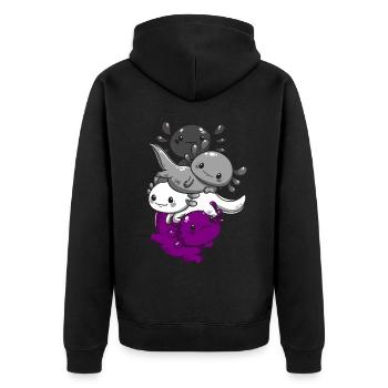 Subtle Asexual Pride Flag Kawaii Axolotl LGBTQ - Unisex Premium Bio Zip Hoodie - Schwarz - Hinten - Nico (187cm)