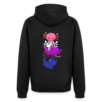 Subtle Genderfluid Flag Kawaii Axolotl LGBTQ - Unisex Premium Bio Zip Hoodie - Schwarz - Hinten - Nico (187cm)