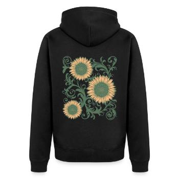 Baroque Esthétique Tournesol Motif Dark Academia - Veste à capuche bio Premium Unisexe - noir - Dos - Nico (187cm)