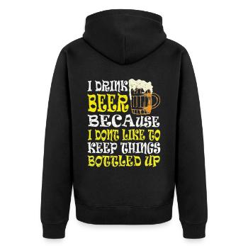 Bière Buveur de bière Bouteille de bière en canette de bière - Veste à capuche bio Premium Unisexe - noir - Dos - Nico (187cm)