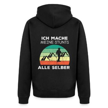 Ski Sking Snowboard Wintersport Skifahrer - Unisex Premium Bio Zip Hoodie - Schwarz - Hinten - Nico (187cm)