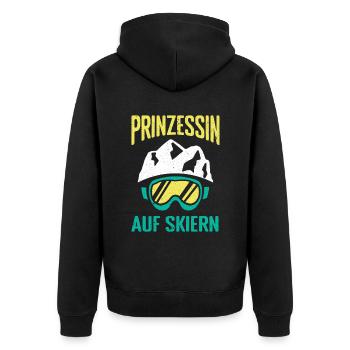 Ski Sking Snowboard Wintersport Skifahrer - Unisex Premium Bio Zip Hoodie - Schwarz - Hinten - Nico (187cm)