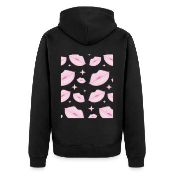 Coquette Esthétique Pink Kisses Rouge à lèvres Centre-ville - Veste à capuche bio Premium Unisexe - noir - Dos - Nico (187cm)