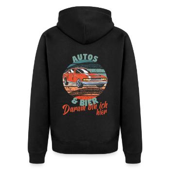 Kfz Mechatroniker Bier Schrauber Tuning Mechaniker - Unisex Premium Bio Zip Hoodie - Schwarz - Hinten - Nico (187cm)