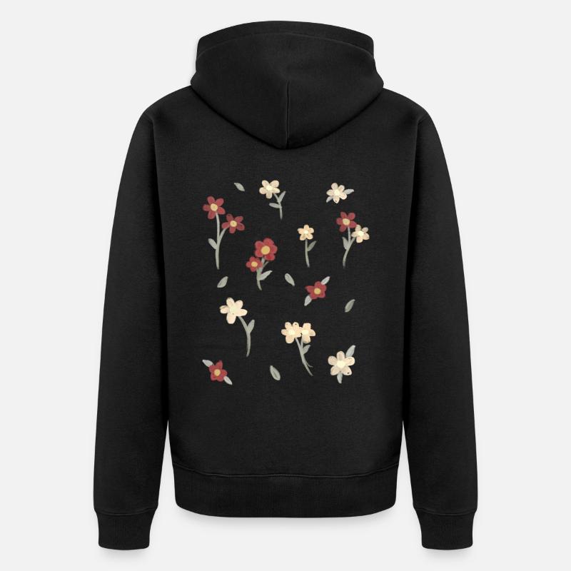 Coquette Esthétique Rose Aquarelle Fleurs - Veste à capuche bio Premium Unisexe - noir