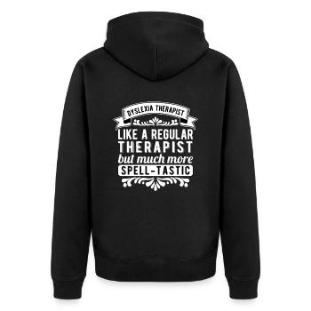 Dyslexic Dyslexia Therapist - Unisex Premium Organic Zip Hoodie - black - Back - Nico (187cm)