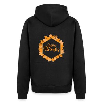 Give Thanks Family USA America Holiday - Unisex Premium Organic Zip Hoodie - black - Back - Nico (187cm)