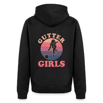 Bowling Team Bowler Bowling - Unisex Premium Bio Zip Hoodie - Schwarz - Hinten - Nico (187cm)