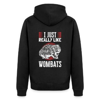 J’aime juste le Wombat australien de Wombat - Veste à capuche bio Premium Unisexe - noir - Dos - Nico (187cm)
