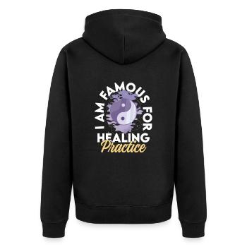 Qigong Kampfkunst Atmung Qi Gong - Unisex Premium Bio Zip Hoodie - Schwarz - Hinten - Nico (187cm)