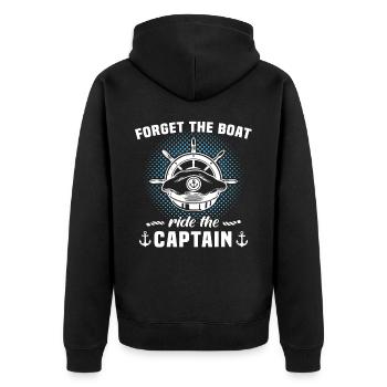 Kapitän Bootsbesitzer Captain - Unisex Premium Bio Zip Hoodie - Schwarz - Hinten - Nico (187cm)