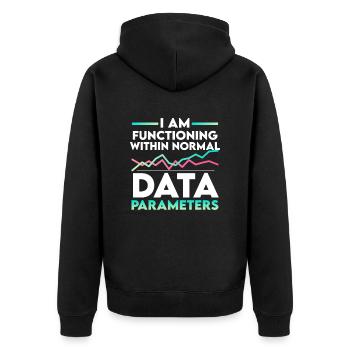 Paramètres US Flag Computer Data Scientist - Veste à capuche bio Premium Unisexe - noir - Dos - Nico (187cm)