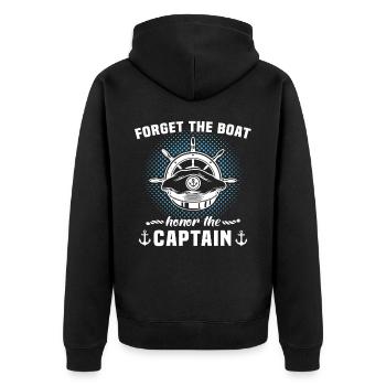 Kapitän Bootsbesitzer Captain - Unisex Premium Bio Zip Hoodie - Schwarz - Hinten - Nico (187cm)