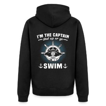 Kapitän Bootsbesitzer Captain - Unisex Premium Bio Zip Hoodie - Schwarz - Hinten - Nico (187cm)