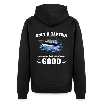 Kapitän Bootsbesitzer Captain - Unisex Premium Bio Zip Hoodie - Schwarz - Hinten - Nico (187cm)