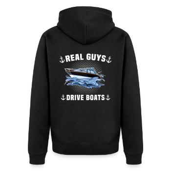 Kapitän Bootsbesitzer Captain - Unisex Premium Bio Zip Hoodie - Schwarz - Hinten - Nico (187cm)