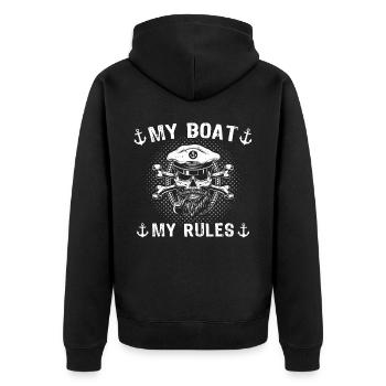 Kapitän Bootsbesitzer Captain - Unisex Premium Bio Zip Hoodie - Schwarz - Hinten - Nico (187cm)