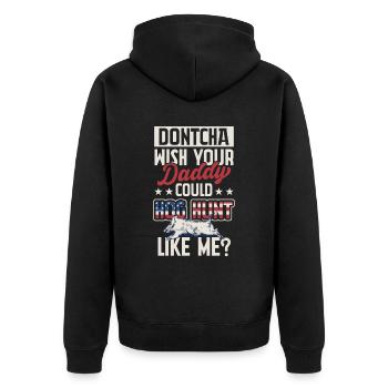 US Flagge Wildschweinjagd Vater Jäger - Unisex Premium Bio Zip Hoodie - Schwarz - Hinten - Nico (187cm)