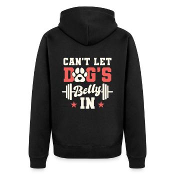 Hund Fitnessstudio Fitness - Unisex Premium Bio Zip Hoodie - Schwarz - Hinten - Nico (187cm)