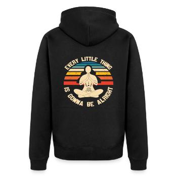 Jede wird in Ordnung sein - Unisex Premium Bio Zip Hoodie - Schwarz - Hinten - Nico (187cm)
