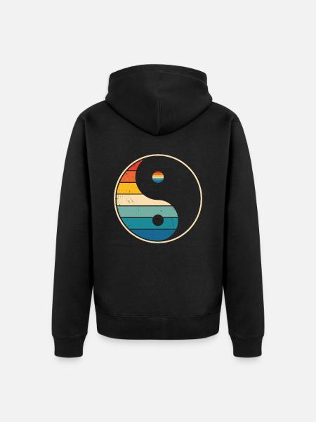 Meditation Retro - Unisex Premium Organic Zip Hoodie - black