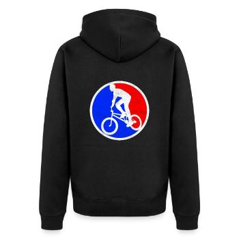 bmx logo - Unisex Premium Bio Zip Hoodie - Schwarz - Hinten - Nico (187cm)