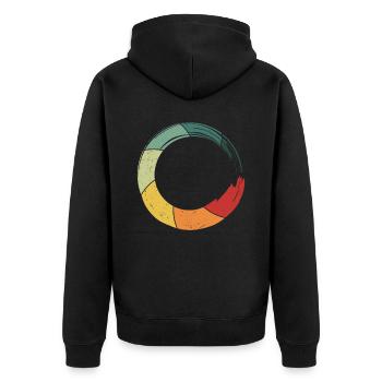 Meditation Retro - Unisex Premium Organic Zip Hoodie - black - Back - Nico (187cm)