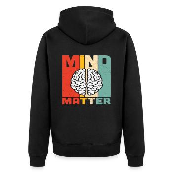 Mind Matter - Unisex Premium Bio Zip Hoodie - Schwarz - Hinten - Nico (187cm)