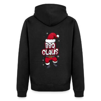BBQ Claus Weihnachtsmann Kostüm Familien Outfit - Unisex Premium Bio Zip Hoodie - Schwarz - Hinten - Nico (187cm)